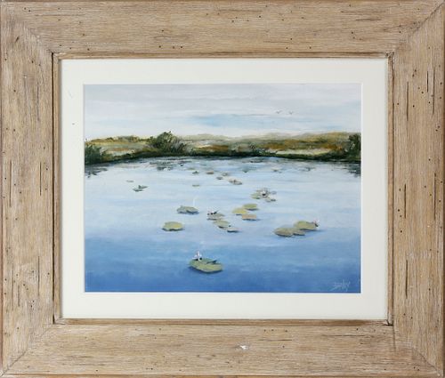 Roy Bailey Oil on Artist Board, "Lily Pond Nantucket"