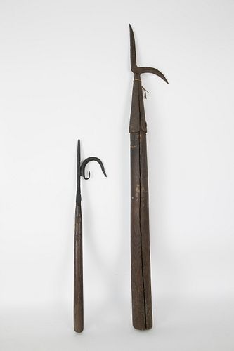 Two Wrought Iron and Wood Gaffs, 19th Century