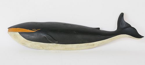 Carved and Painted Wooden Right Whale Plaque