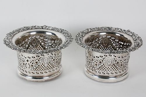 Pair of Sheffield Silver Plated Wine Coaster, 19th Century