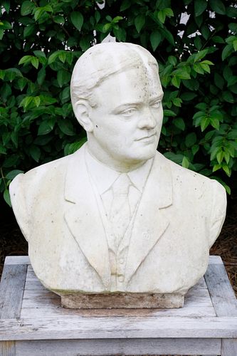 Carved White Marble Bust of a Gentleman, circa 1920's
