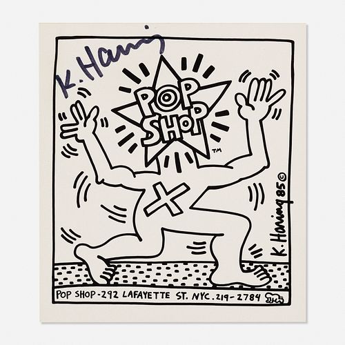 Keith Haring, Signed Pop Shop Sticker