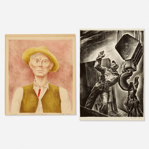 Herschel Levit and Arnold Blanch, Take it Away; Portrait of a Farmer (two works)