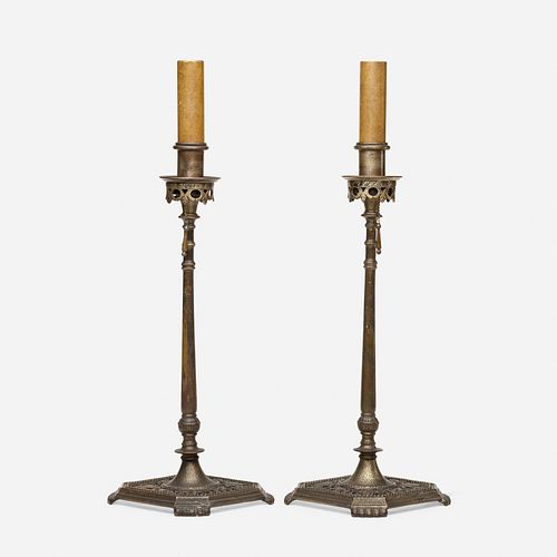 Oscar Bach, candlestick table lamps, pair
