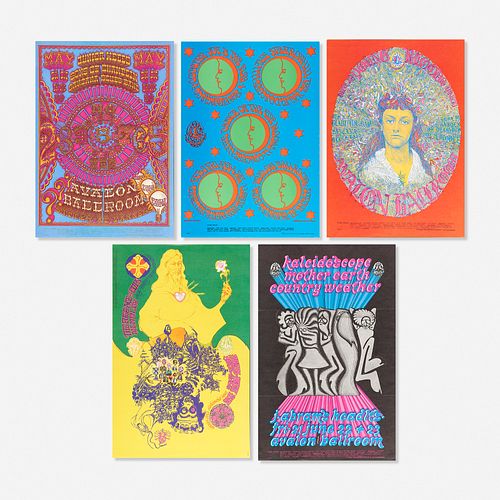 Family Dog Productions, psychedelic concert posters, collection of five