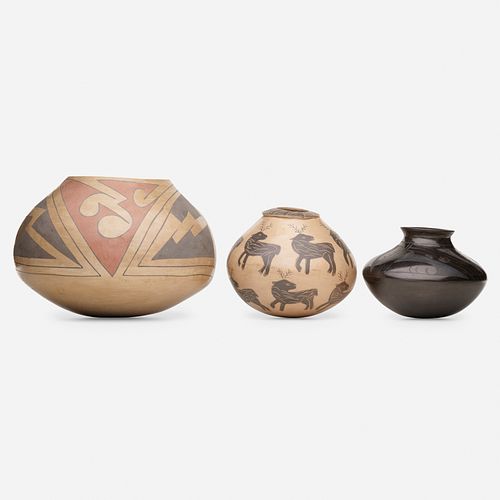 Pueblo Style, vessels, collection of three