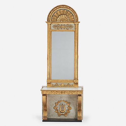 Swedish, neoclassical mirror and console table