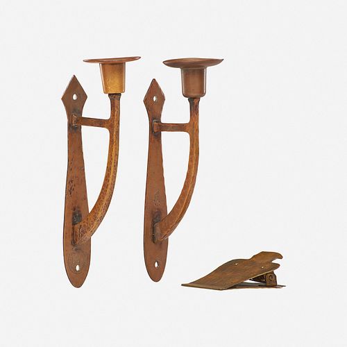 Gustav Stickley, candle sconces, pair