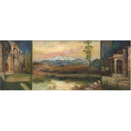 GUILLERMO GÓMEZ MAYORGA, Untitled, Signed, Oil on canvas, 10.4 x 24" (26.5 x 61 cm)