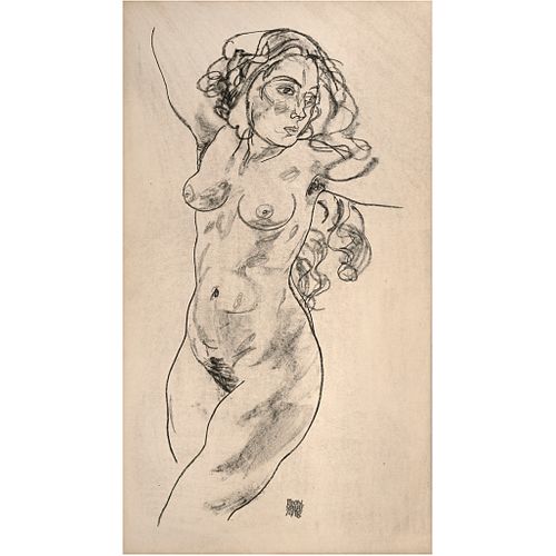 EGON SCHIELE, Untitled, Signed and dated 1918 on plate, Lithography, 18 x 10.2" (46 x 26 cm)