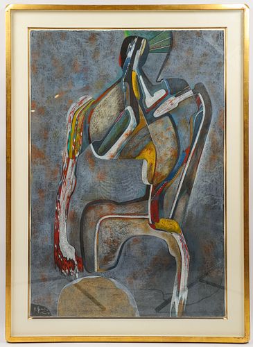 Mihail Chemiakin "Stylized Figure" Pastel on Paper