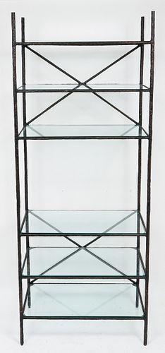 Giacometti Style Bronze & Glass 6 Tier Etagère