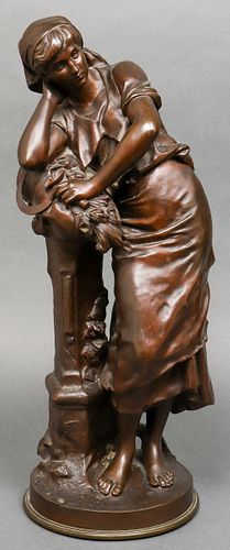 Mathurin Moreau Bronze Sculpture, Woman Resting