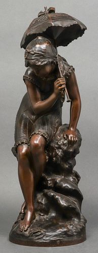 Mathurin Moreau "Girl with Umbrella" Bronze