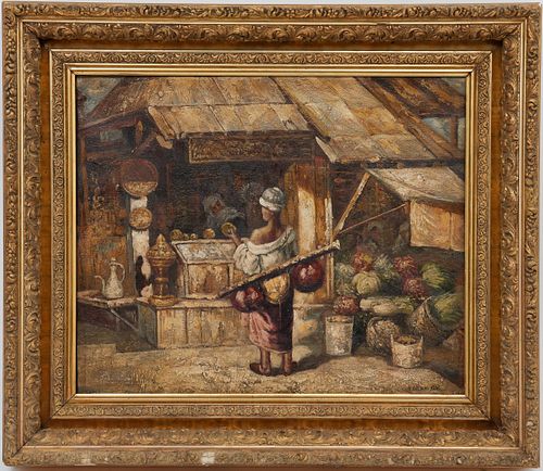 Gyula Tornai "Oriental Market" Oil on Canvas