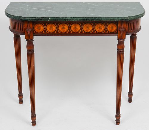 Neoclassical Style Green Marble Top Console