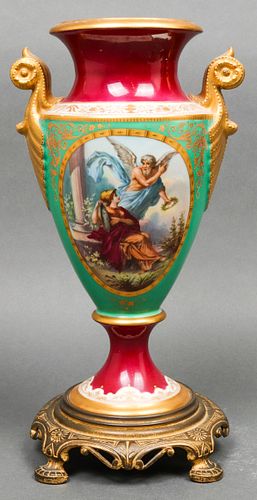 Sevres Attr. Bronze Mounted Painted Porcelain Vase
