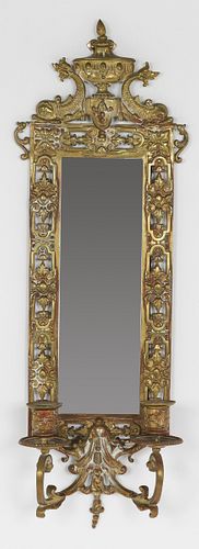 Bradley & Hubbard Style Mirrored Brass Wall Sconce