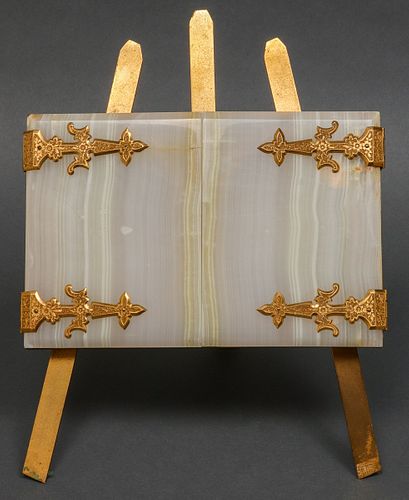 Harry Grant Onyx & Brass Easel Form Picture Frame