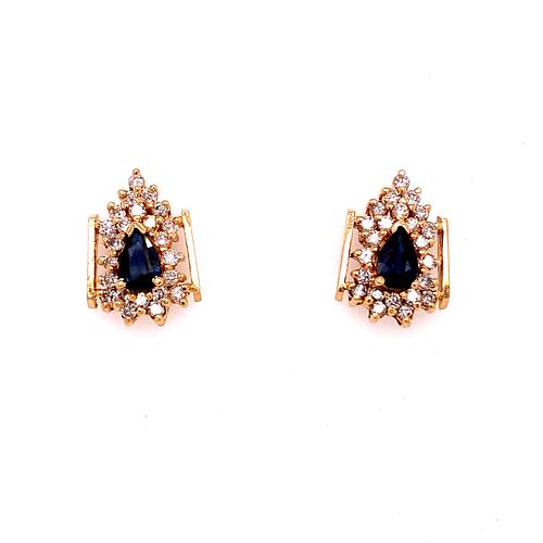 18k Diamond Sapphire EarringÊ