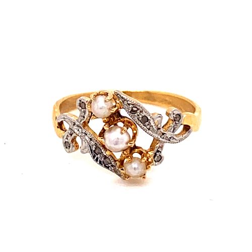 1930Õ 18k Diamond Pearl Ring