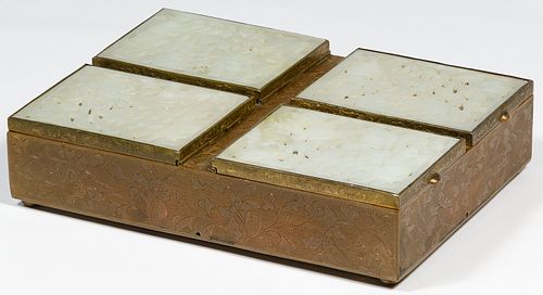 Chinese Brass and Nephrite Jade Trinket Box