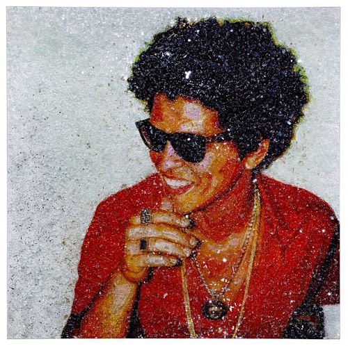 Tiffanie Anderson (American, b.1988) 'Bruno Mars' Mixed Media on Canvas