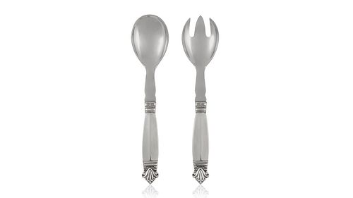 Georg Jensen Sterling Silver and Steel Acanthus small Serving Set #134