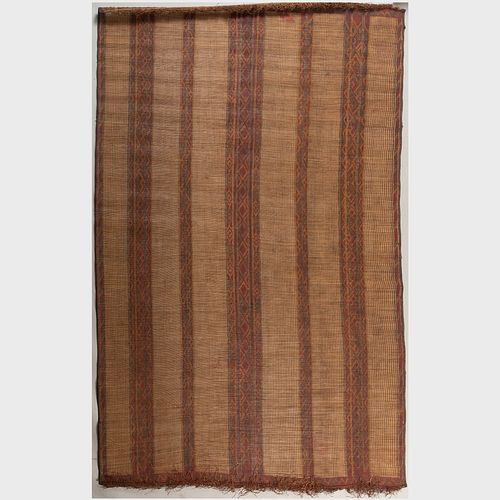 North African Woven Reed and Leather Carpet, Tuareg