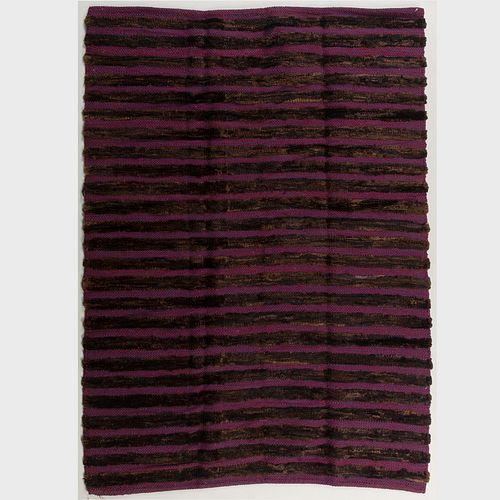 Aubergine and Brown Striped High Low Pile Carpet
