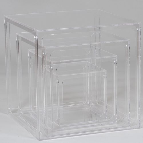 Set of Four Alessandro Albrizzi Perspex Nesting Cube Tables