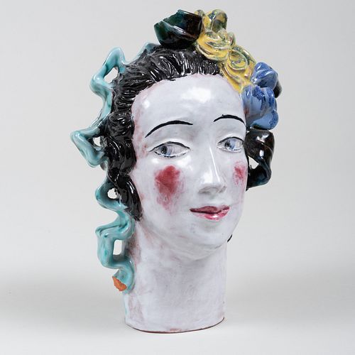 Lotte Calm For Wiener WerkstÃ¤tte Glazed Earthenware Head of a Woman