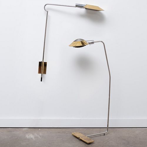Cedric Hartman Brass and Chrome Floor Lamp and a Wall Light