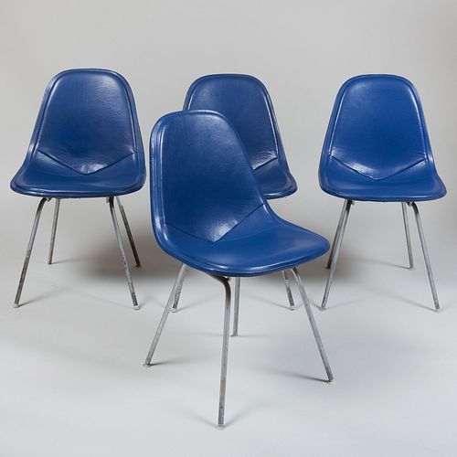 Four Charles and Ray Eames DKX Wire Chairs with Vinyl Covers