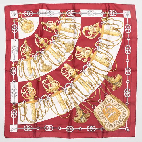 Group of Four HermÃ¨s Silk Scarves