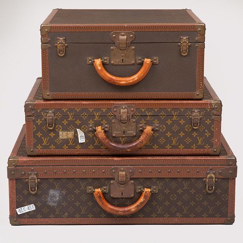 Three Vintage Louis Vuitton Hardcased Suitcases