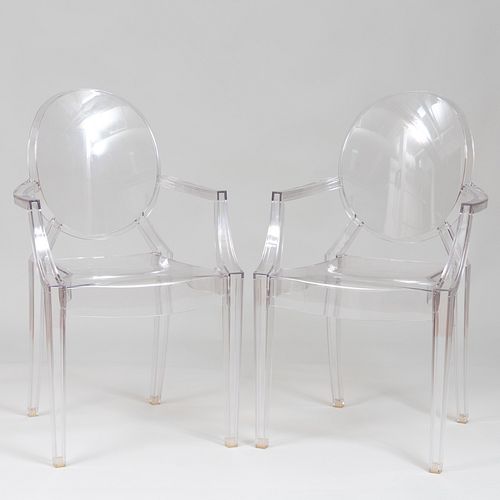 Pair of Philippe Stark for Kartell Lucite 'Louis Ghost' Armchairs