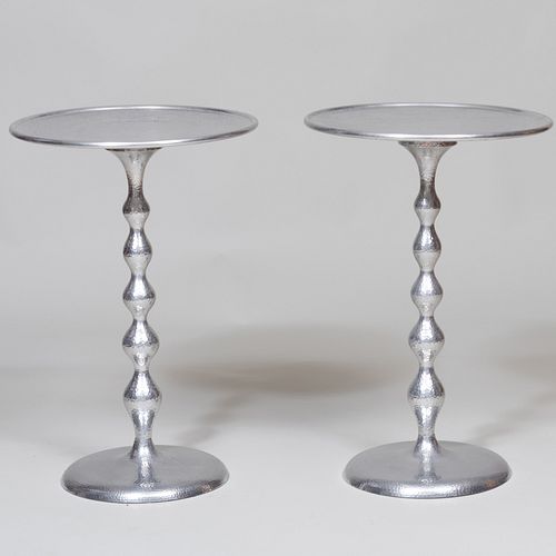 Pair of Modern Hammered Metal Side Tables