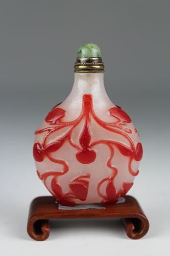 Likely Imperial, Red Overlay Glass Snuff Bottle