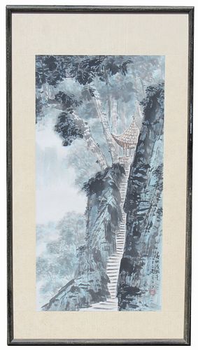 Large Signed Chinese Watercolor