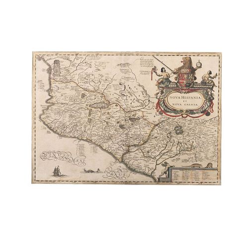 Jansson, Jan. Nova Hispania et Nova Galicia.  Amsterdam, ca. 1640.  Mapa grabado, coloreado, 35 x 48.5 cm.