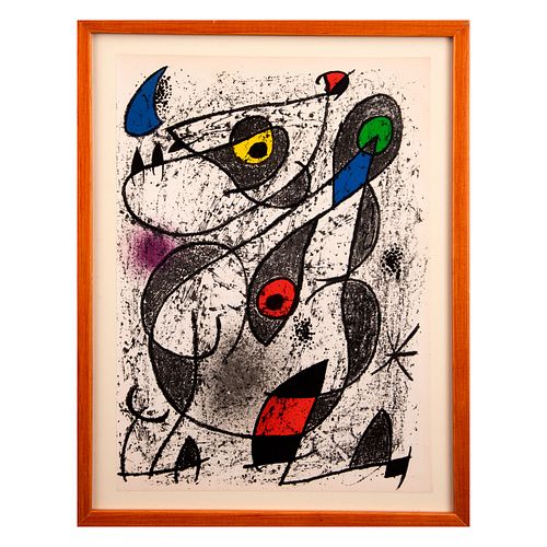 Joan Miró. Sin título. Sin firma. Litografía sin número de tiraje. Enmarcada. 34 x 25 cm