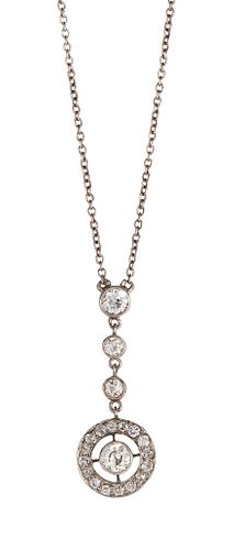 AN EARLY 20TH CENTURY DIAMOND PENDANT, the round old cut diamond, collet an