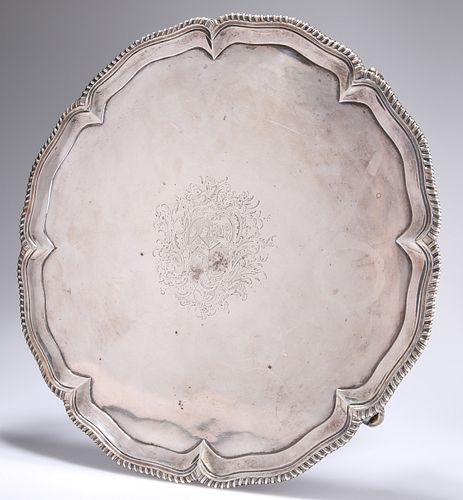 A GEORGE III SILVER TRAY, by Elizabeth Cooke London 1764, of larger proport