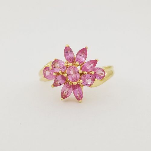 14K Gold & Pink Semi-Precious Stone Star Ring