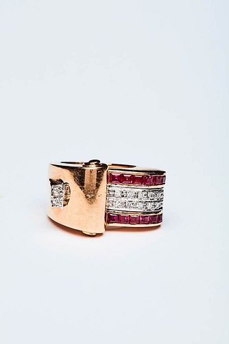 DECO' RING WITH RUBIES