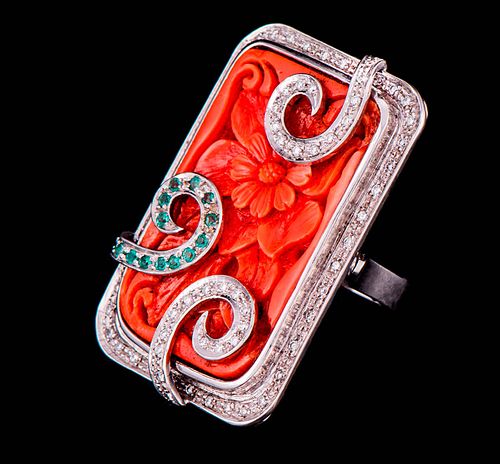 FLORAL CORAL RING