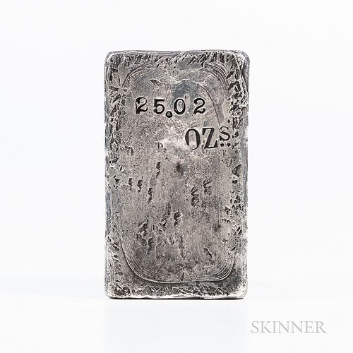San Francisco Mint Type I Oval Hallmark 25.02 Ounce Silver Ingot