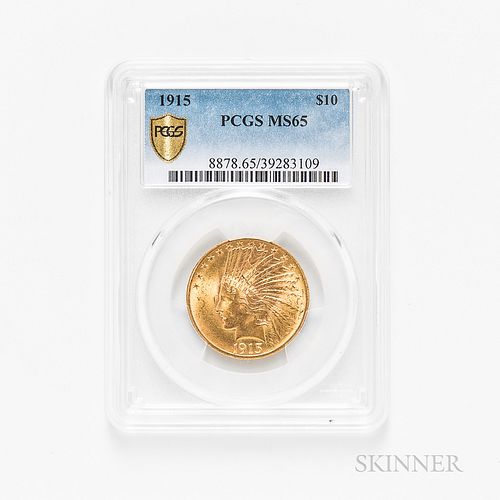 1915 $10 Indian Head Gold Coin, PCGS MS65.
