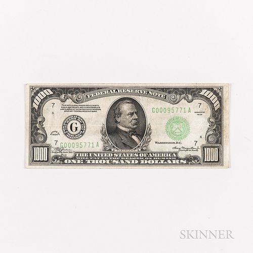 1934 $1,000 Federal Reserve Note